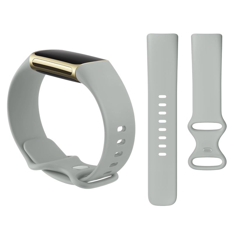 AK حزام AK Sport متوافق مع أساور Fitbit Charge 6 / Fitbit Charge 5 للنساء والرجال، أشرطة استبدال ناعمة كلاسيكية للأساور Fitbit Charge 6/5 متقدمة لمراقبة اللياقة البدنية والصحة (رمادي، كبير) - Image 4
