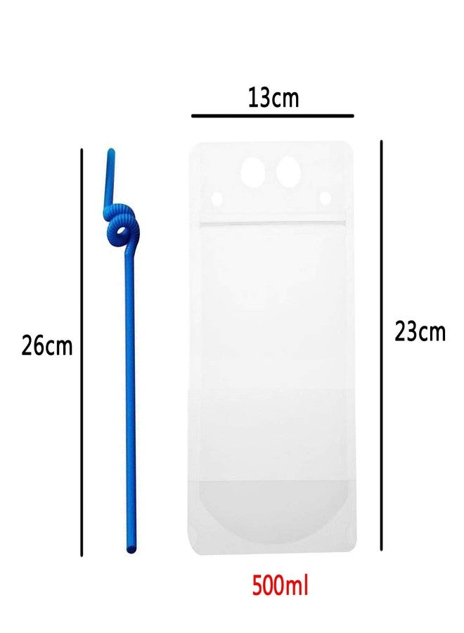 JIELUO 50pcs Drink Pouches Drink Container Set -Juice bag water wine bottle freezer bag Reclosable Zipper Pouches Bags Drinking Bags with Colorful Straws(Transparent) - Image 2