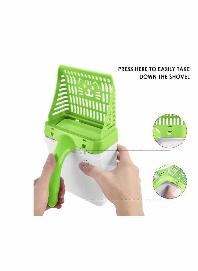 Non-Stick Cat Litter Shovel and Trash Can with Extra Waste Bags