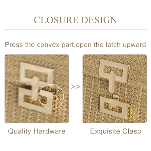 Tellrain Straw Clutch Purses for Women Summer Beach Handbags Boho Vacation Woven Raffia Envelope Wallets Fold Over Rattan Hand Purse Chain Crossbody Shoulder Bag Evening - Image 3