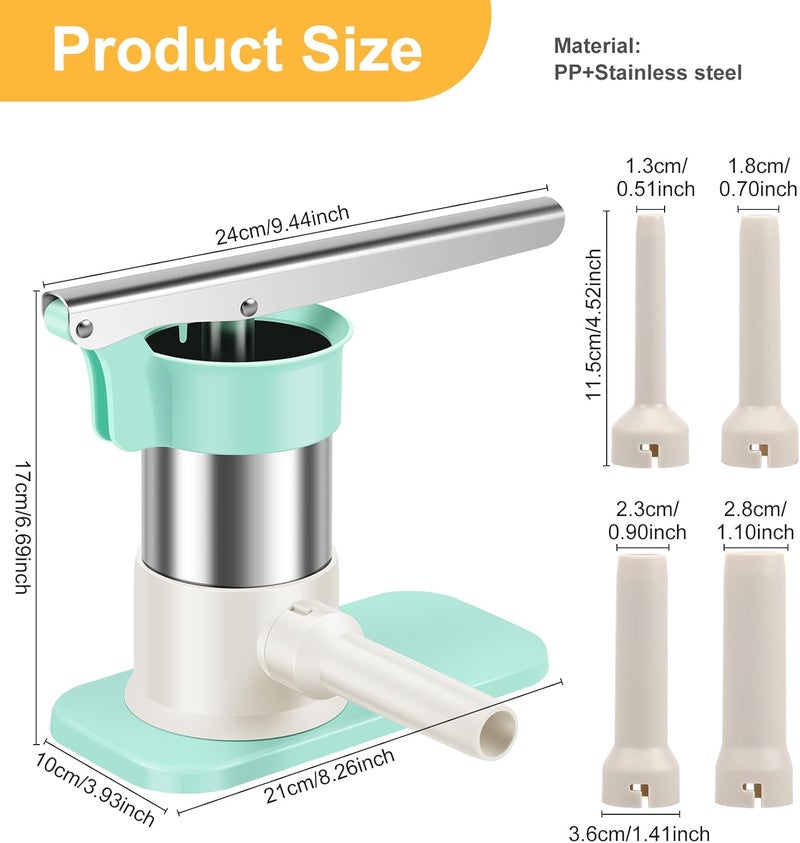 windforgecraft Manual Sausage Stuffer Stainless Steel Vertical Sausage Maker Machine Detachable Sausage Maker Kitchen Homemade Sausage Machine with 4 Filling Tubes for Commercial & Household Use - Image 2