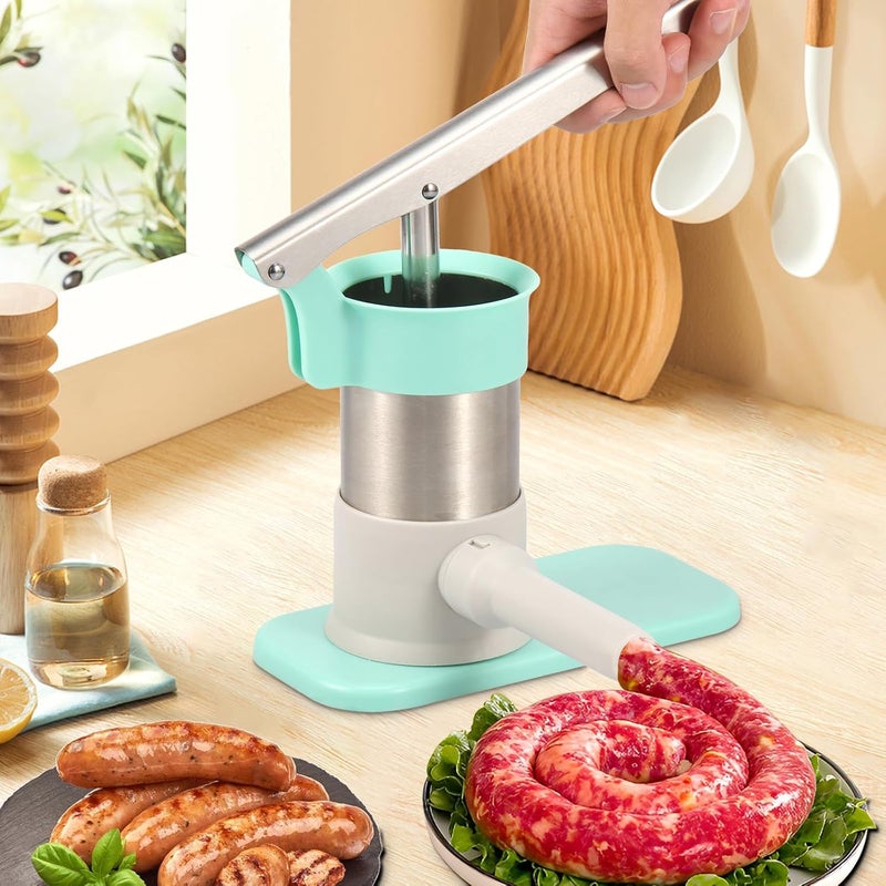 windforgecraft Manual Sausage Stuffer Stainless Steel Vertical Sausage Maker Machine Detachable Sausage Maker Kitchen Homemade Sausage Machine with 4 Filling Tubes for Commercial & Household Use - Image 4