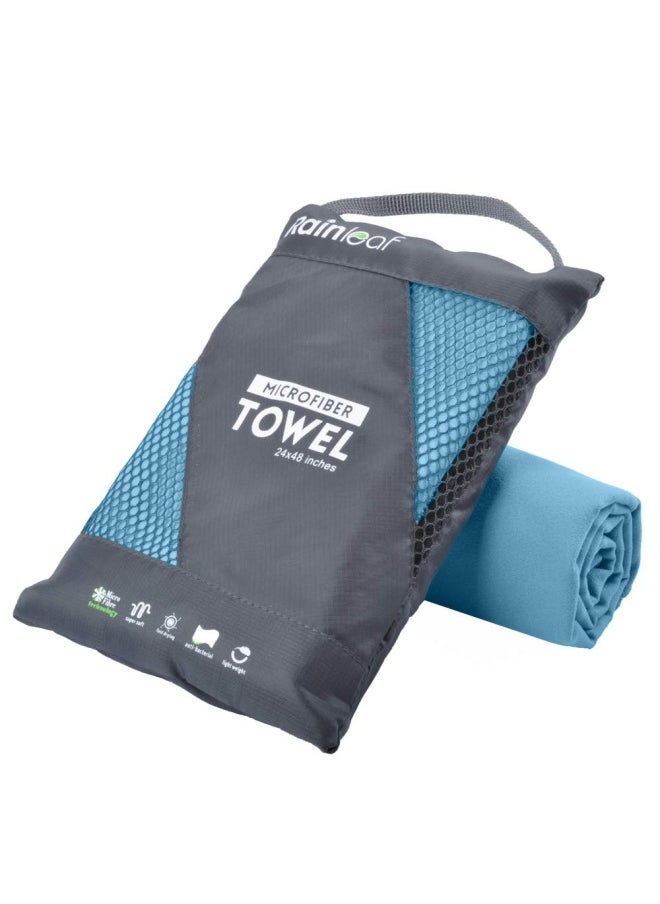 Rainleaf Microfiber Towel Marine Blue 30 X 60 Inches  - Image 1