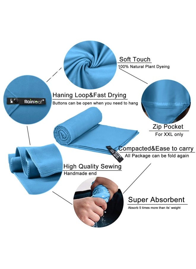 Rainleaf Microfiber Towel Marine Blue 30 X 60 Inches  - Image 3