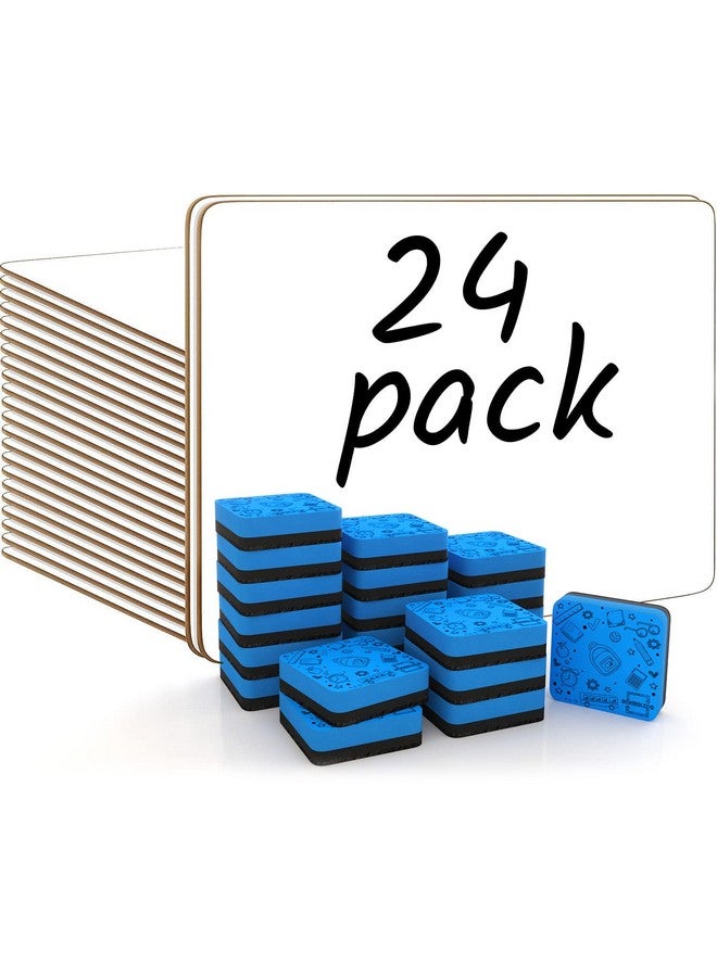 Scribbledo 24 Small White Board Dry Erase Boards Classroom Pack Mini White Boards 9" x12” Double Sided Personal Whiteboards for Students Teachers School Supplies Lapboards 24 Mini Erasers Incl - Image 1