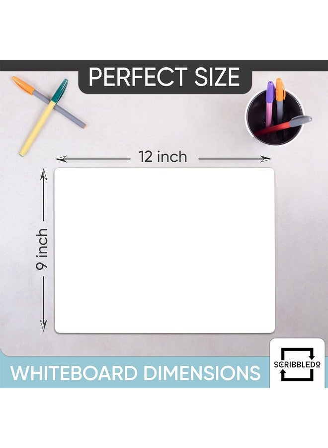 Scribbledo 24 Small White Board Dry Erase Boards Classroom Pack Mini White Boards 9" x12” Double Sided Personal Whiteboards for Students Teachers School Supplies Lapboards 24 Mini Erasers Incl - Image 4