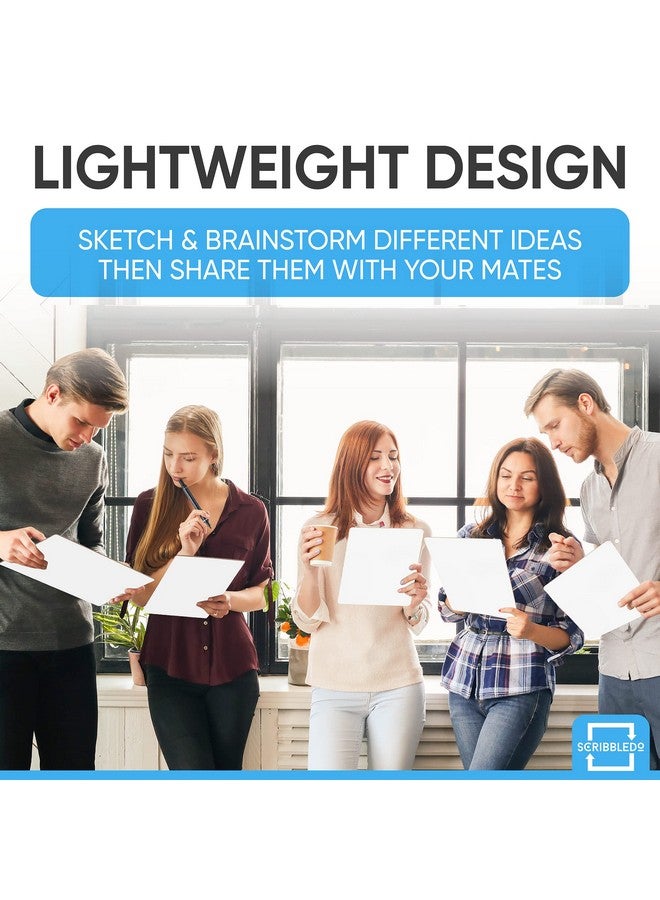 Scribbledo 24 Small White Board Dry Erase Boards Classroom Pack Mini White Boards 9" x12” Double Sided Personal Whiteboards for Students Teachers School Supplies Lapboards 24 Mini Erasers Incl - Image 3