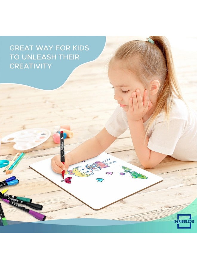 Scribbledo 24 Small White Board Dry Erase Boards Classroom Pack Mini White Boards 9" x12” Double Sided Personal Whiteboards for Students Teachers School Supplies Lapboards 24 Mini Erasers Incl - Image 2