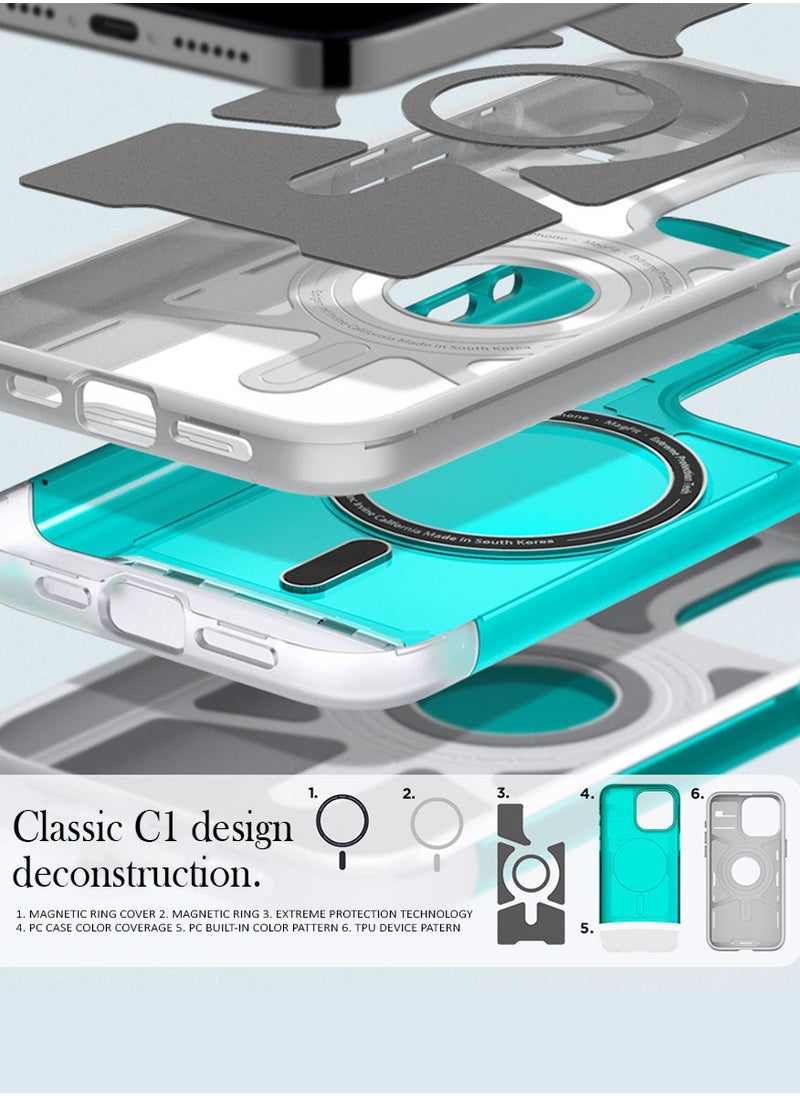 Spigen Classic C1 MagFit for iPhone 15 Pro Case Cover with MagSafe & Extreme Protection Tech - Bondi Blue  - Image 3