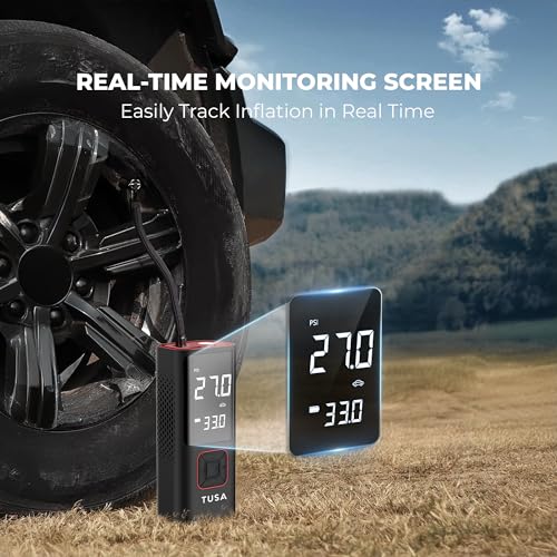 TUSA Storm X Cordless Tyre Inflator - Wired + Wireless (6000 mAh Battery & 12V Car Port), 2X Faster Inflation, 150PSI Air Compressor for Cars, Bikes, Motorcycles, Balls, and Inflatables (Red) - Image 3