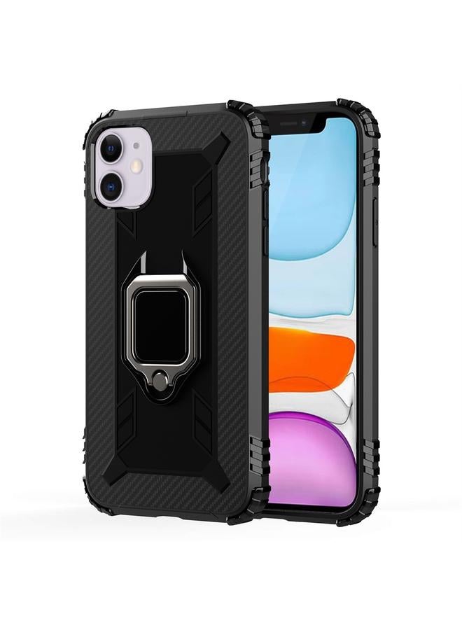 S-TOP Case For iPhone 11 Carbon Fiber Protective Case with 360 Degree Rotating Ring Holder - Image 1