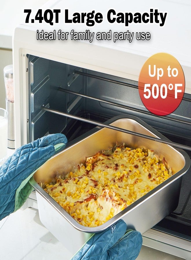 CozyState 4 Inch Extra Deep Lasagna Baking Pan with Lid, 11x14 Inch 7.4QT Large Stainless Steel Nonstick Lasagna Baking Roasting Pans Casserole Dishes for Oven with Lids(M, 1 Pack) - Image 4