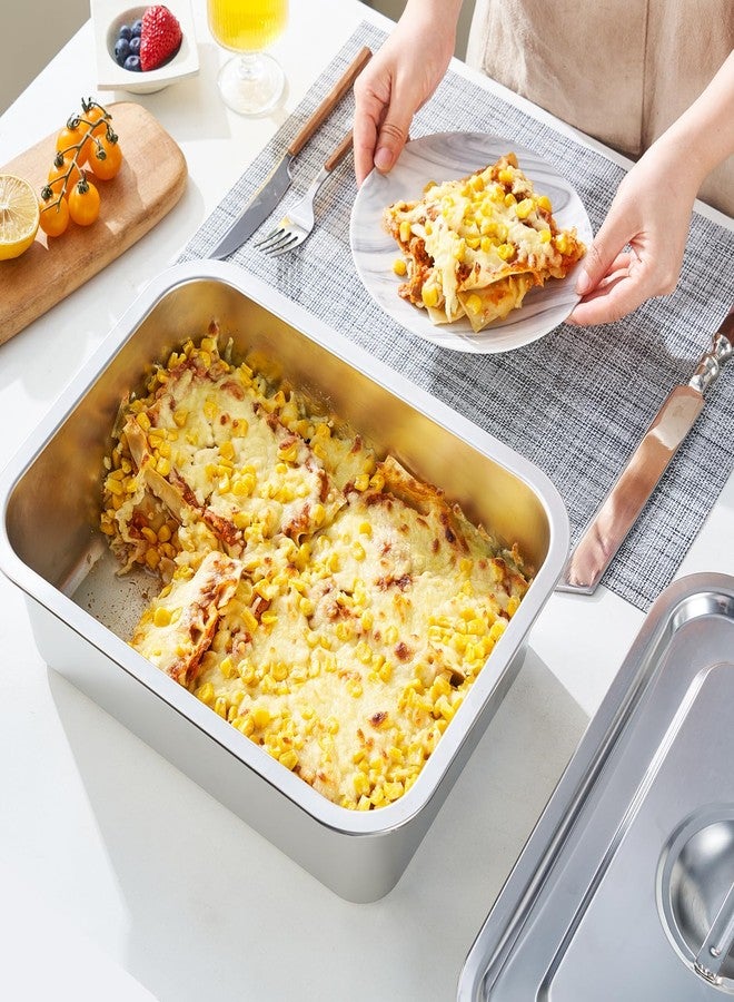 CozyState 4 Inch Extra Deep Lasagna Baking Pan with Lid, 11x14 Inch 7.4QT Large Stainless Steel Nonstick Lasagna Baking Roasting Pans Casserole Dishes for Oven with Lids(M, 1 Pack) - Image 5
