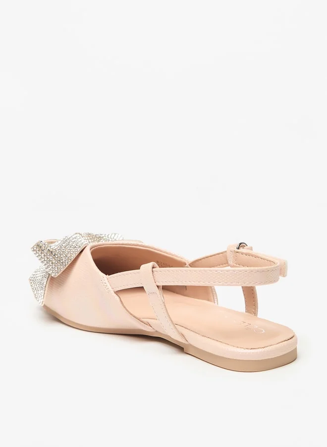 سيليست Girls' Bow Accent Round Toe Ballerina Shoes with Hook and Loop Closure