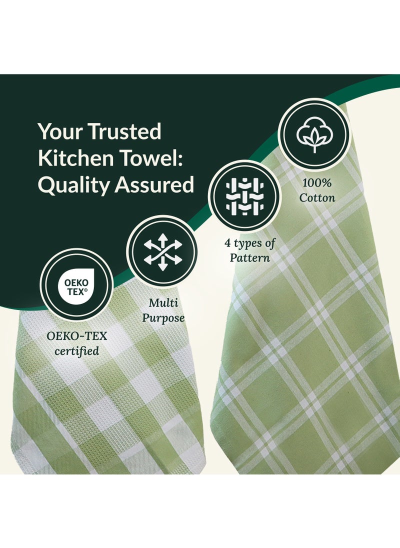 Cloud Scape Linen Multiweave 100% Cotton Kitchen Towels Set- Pack of 4,18x 28 inches - Highly Absorbent and Quick Dry, Sage Green  - Image 4