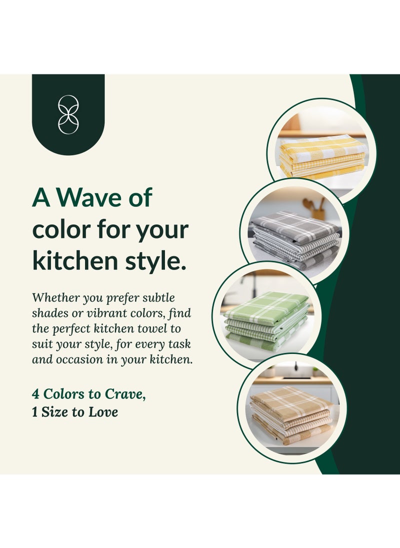 Cloud Scape Linen - Multiweave 100% Cotton Kitchen Towels Set- Pack of 4,18x 28 inches - Highly Absorbent and Quick Dry, Sage Green - Image 1