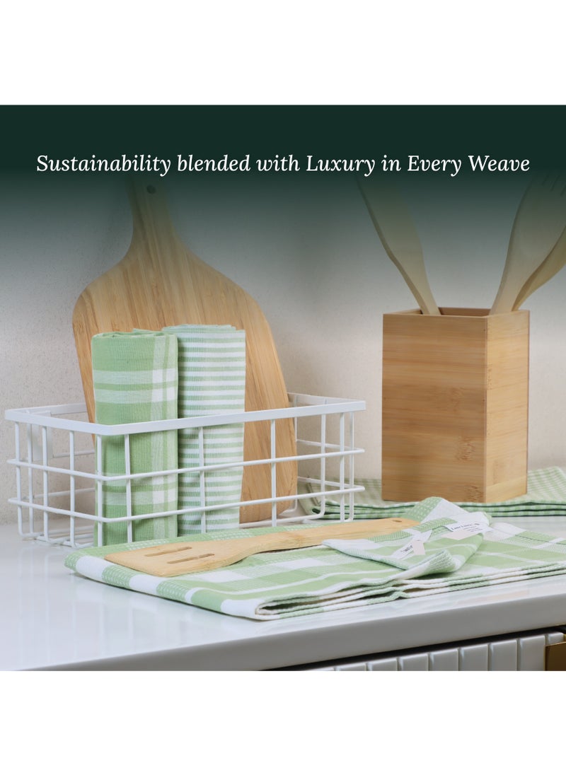 Cloud Scape Linen - Multiweave 100% Cotton Kitchen Towels Set- Pack of 4,18x 28 inches - Highly Absorbent and Quick Dry, Sage Green - Image 1