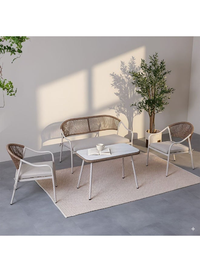 DANUBE HOME مجموعة أرائك فيتارا الخارجية لأربعة أشخاص | أثاث حديقة بإطار فولاذي | تصميم حديث لمجموعة أرائك الفناء | طاولة وكراسي للجلوس في الحديقة الخارجية - Image 1