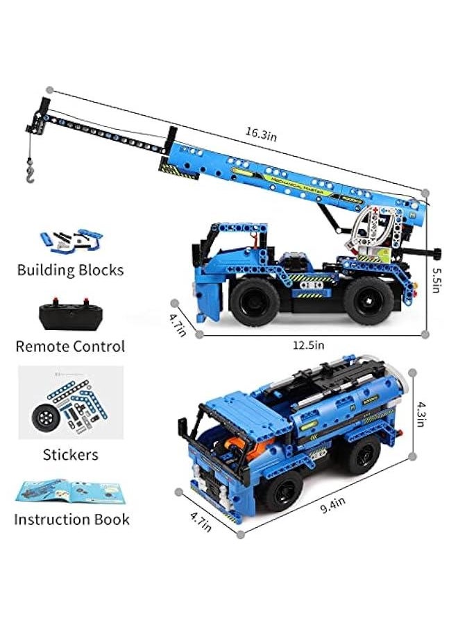 Generic - Remote Control Building Toys for 7-9 Year Old Boys, 2-in-1 Technic Vehicle Building Kits for Kids 8-12, Construction Erector Set Crane Truck Build Model for Boys Girls - Image 1