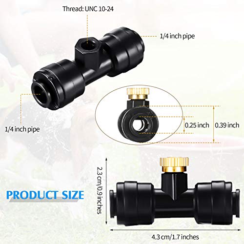 Ripeng Misting Nozzles Kit Include Water Misting Tees Thread 1/4 Inch and Brass Orifice Nozzle with Black Plug for Outdoor Spray Cooling System(48 Pieces) - Image 2
