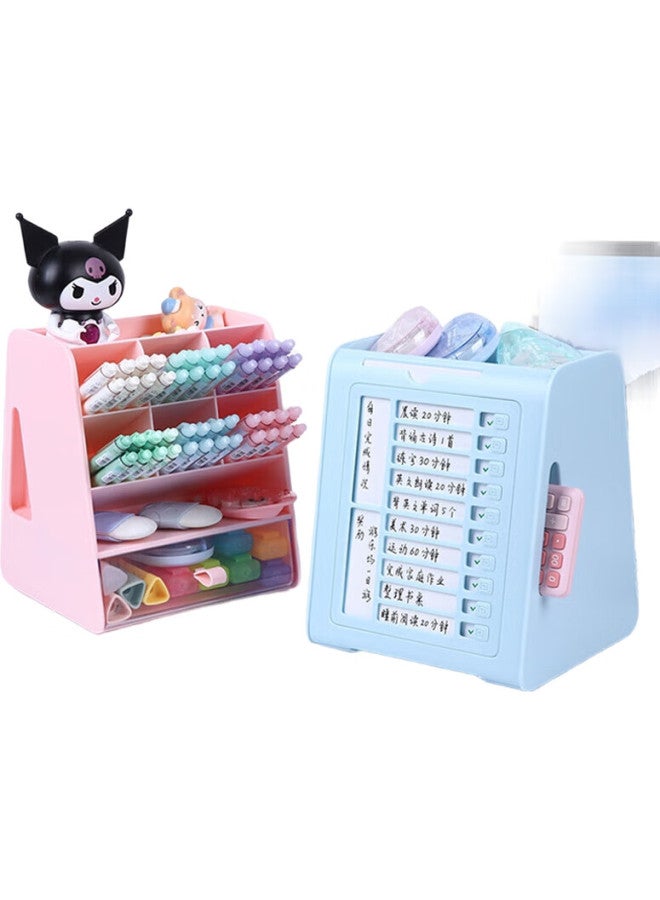Jin Longxing Jinlongxing Multifunctional Self-Discipline Check-In Rotating Pen Holder, Study Planner, Time Management Tool, Task Planner Card, Simple Desk Stationery, Learning Supplies A1066-2 - Image 1