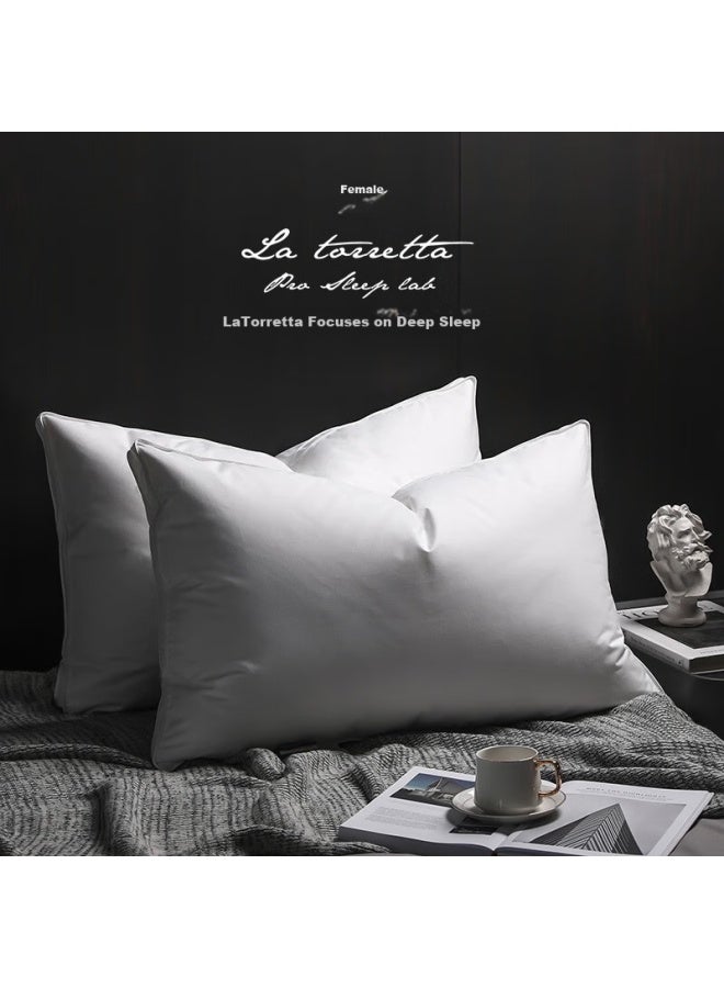 La Torretta Pillow, 95% White Goose Down, Satin Duck Down Pillow, Star-rated Hotel, High Pillow, Single Pack 1400g - Image 1