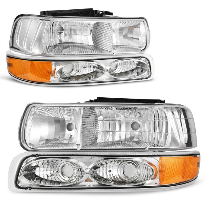 Headlight Assembly Replacement For 19992002 Chevy Silverado 1500 25000102 Chevy Silverado 1500Hd 2500Hd 35000006 Tahoe Suburban 1500 2500 Headlamp With Bumper Light Amber Reflector
