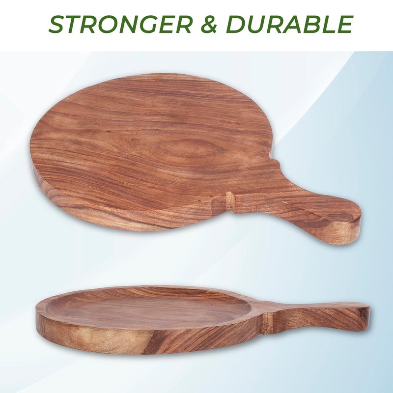 e kysa basics Handcrafted Wooden Pizza PlateSnack Serving Platter for KitchenHomeCaf Wood 10 inches - Image 5