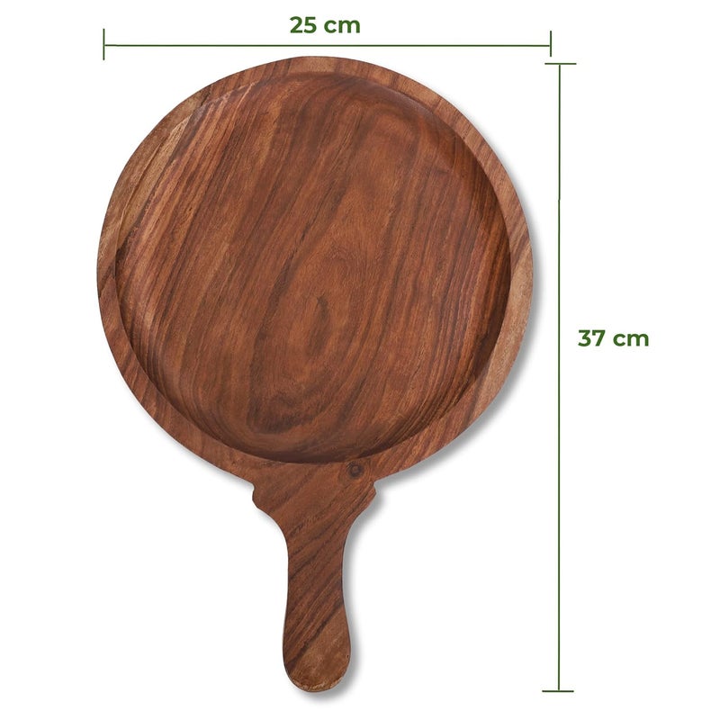 e kysa basics Handcrafted Wooden Pizza PlateSnack Serving Platter for KitchenHomeCaf Wood 10 inches - Image 2