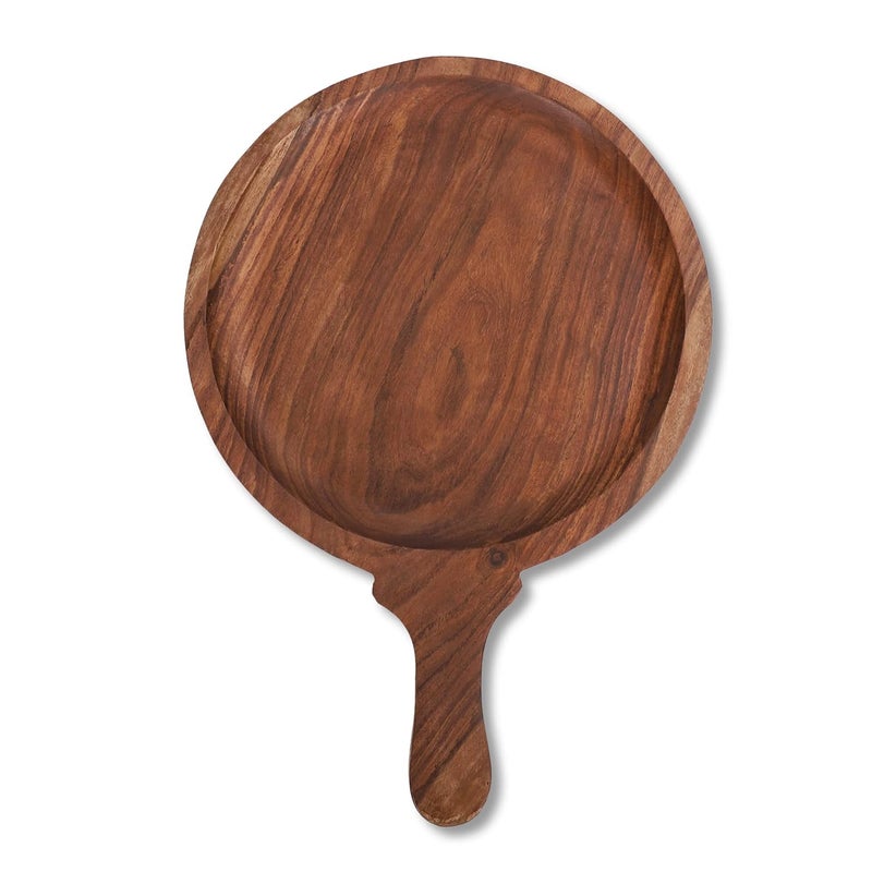 e kysa basics Handcrafted Wooden Pizza PlateSnack Serving Platter for KitchenHomeCaf Wood 10 inches - Image 1