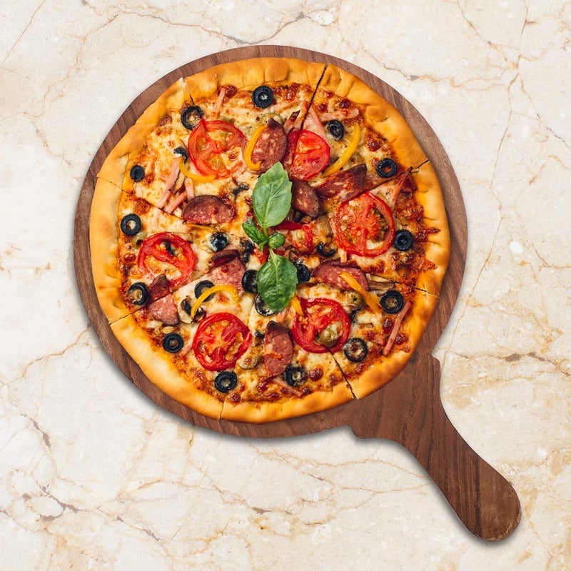e kysa basics Handcrafted Wooden Pizza PlateSnack Serving Platter for KitchenHomeCaf Wood 10 inches - Image 3