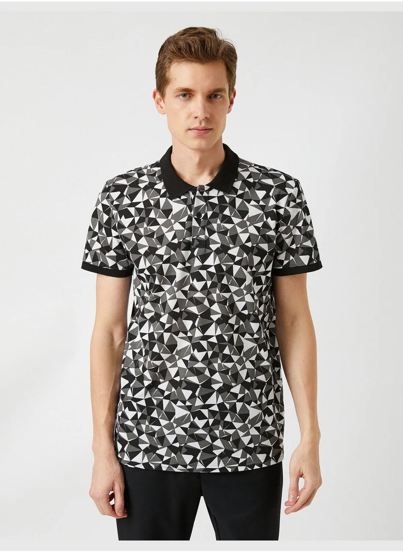 KOTON Geometric Patterned Polo Neck T-Shirt
