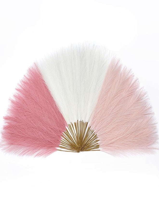 Serwalin 60 Pcs Pampas Grass, 17.7" Pink Pampas Grass Decor, Faux Pampas Grass Home Decoration Wall Decor Vase Filler for Wedding Centerpieces Party Decorations, Pink Valentines Decor - Image 1