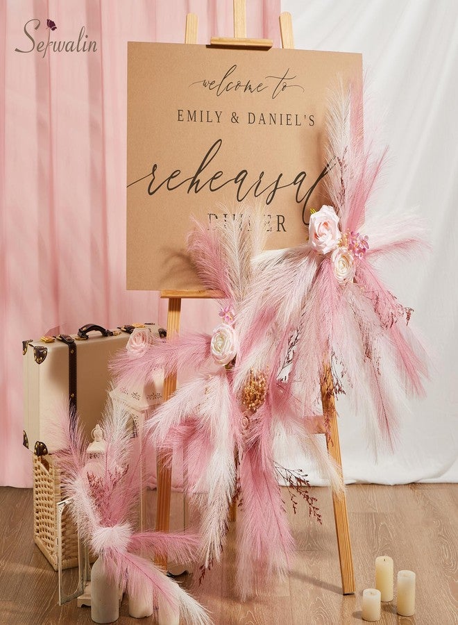 Serwalin 60 Pcs Pampas Grass, 17.7" Pink Pampas Grass Decor, Faux Pampas Grass Home Decoration Wall Decor Vase Filler for Wedding Centerpieces Party Decorations, Pink Valentines Decor - Image 5