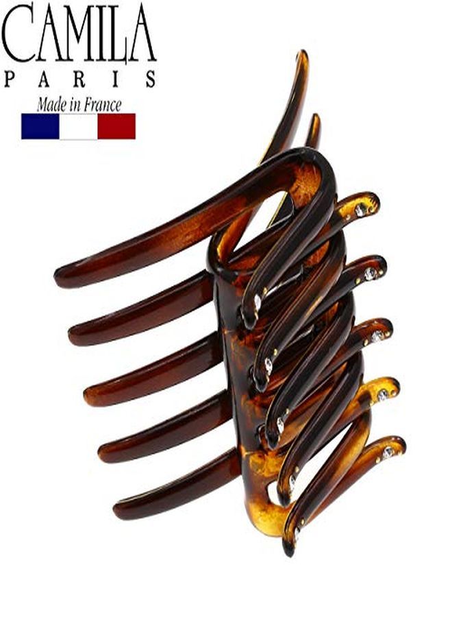CAMILA Paris Cp2634 French Two Sides Interlocking Comb, Tortoise Shell, For Ponytail Or Hair Updo, Strong Hold Grip Hair Clips For Women, No Slip Durable Styling Girls Hair Accessories, Made In France - Image 4