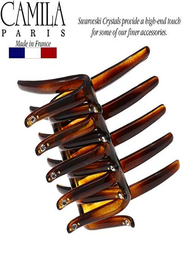 CAMILA Paris Cp2634 French Two Sides Interlocking Comb, Tortoise Shell, For Ponytail Or Hair Updo, Strong Hold Grip Hair Clips For Women, No Slip Durable Styling Girls Hair Accessories, Made In France - Image 2