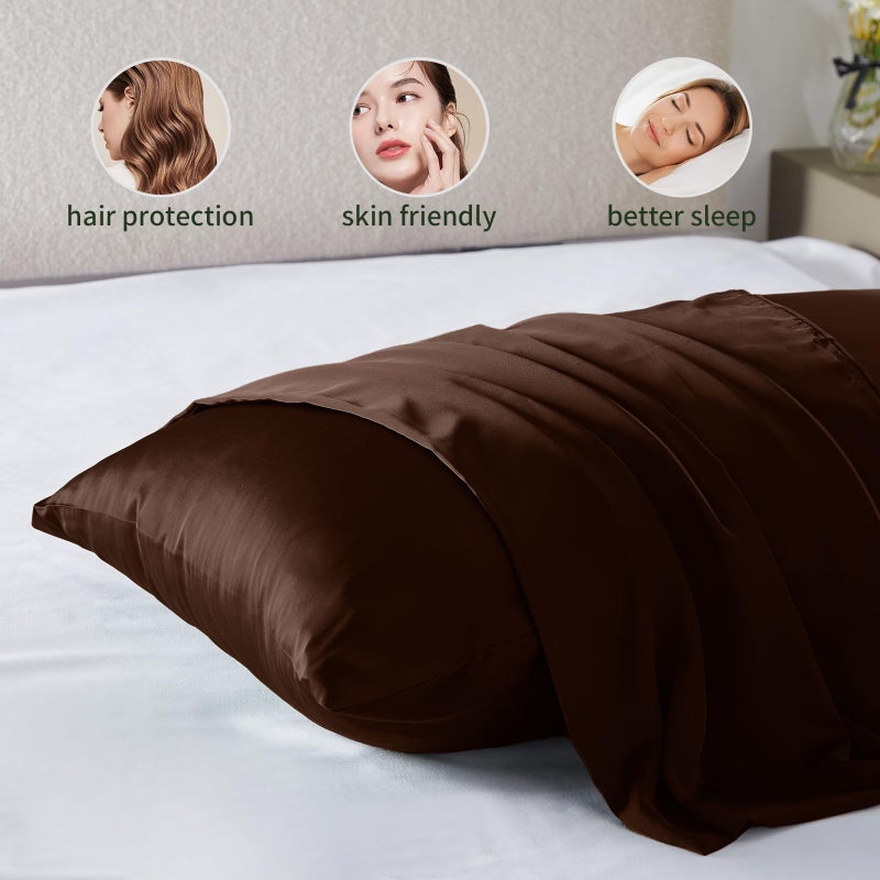 Casbrove Silk Pillowcase for Hair and Skin Mulberry Silk Pillowcase Soft Breathable Smooth Both Sided Natural Silk Pillowcase with Zipper Beauty Sleep Silk Pillow Case 1 Pack for Gift(Queen,Brown) - Image 5