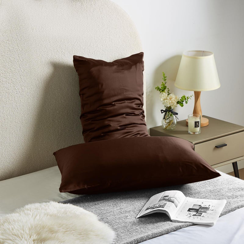 Casbrove Silk Pillowcase for Hair and Skin Mulberry Silk Pillowcase Soft Breathable Smooth Both Sided Natural Silk Pillowcase with Zipper Beauty Sleep Silk Pillow Case 1 Pack for Gift(Queen,Brown) - Image 2