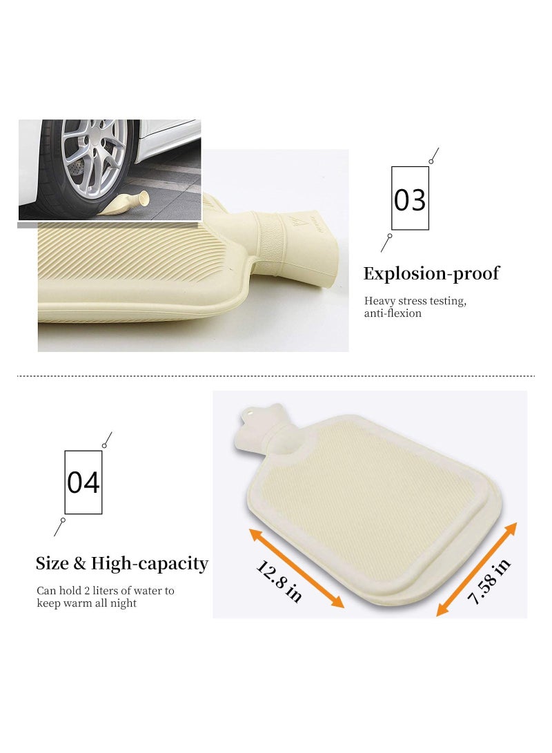SYOSI 2L Hot Water Bottles with Removable Knitted Cover Washable Comfortable Natural Rubber Warm Bag for Neck and Shoulders Back Legs Waist - Image 4