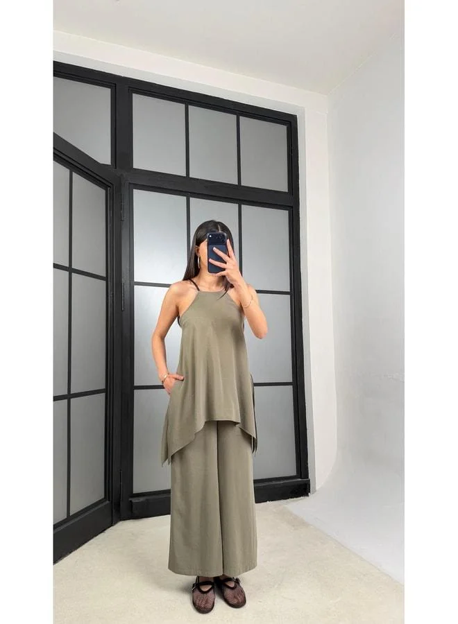 Gaus Green Knit Sleeved Tencel Dress GAUS-01436.