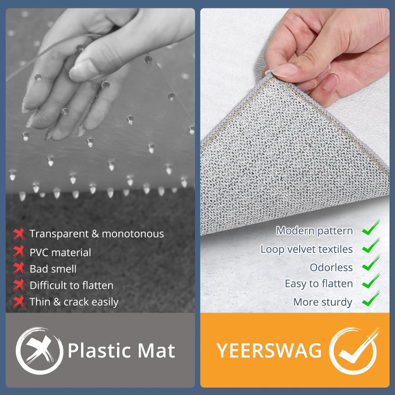 YEERSWAG Office Chair Mat for Hardwood Floor, 48x60 Floor Mat for Office Chair, Low Pile Desk Floor Protector, Grey & White Modern Pattern - Image 4