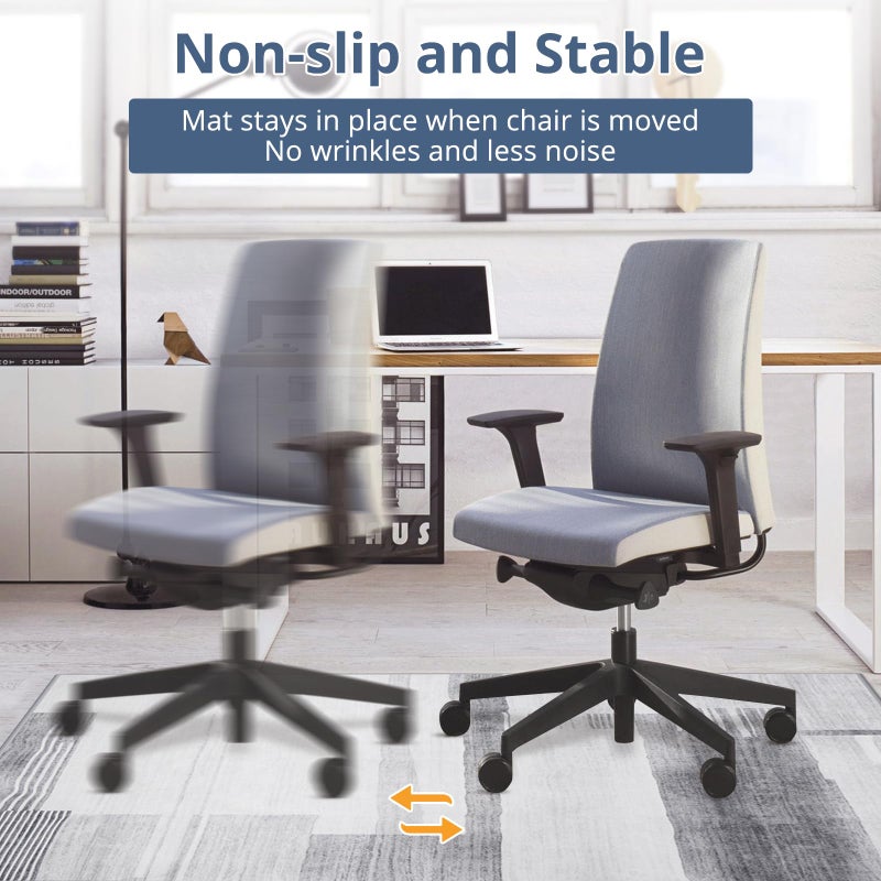 YEERSWAG Office Chair Mat for Hardwood Floor, 48x60 Floor Mat for Office Chair, Low Pile Desk Floor Protector, Grey & White Modern Pattern - Image 5