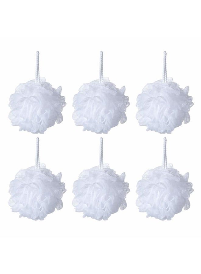 iboodi Bath Sponge Loofah Shower Pouf White Mesh Shower Puff Pack of 6 (35g/pcs) - Image 1