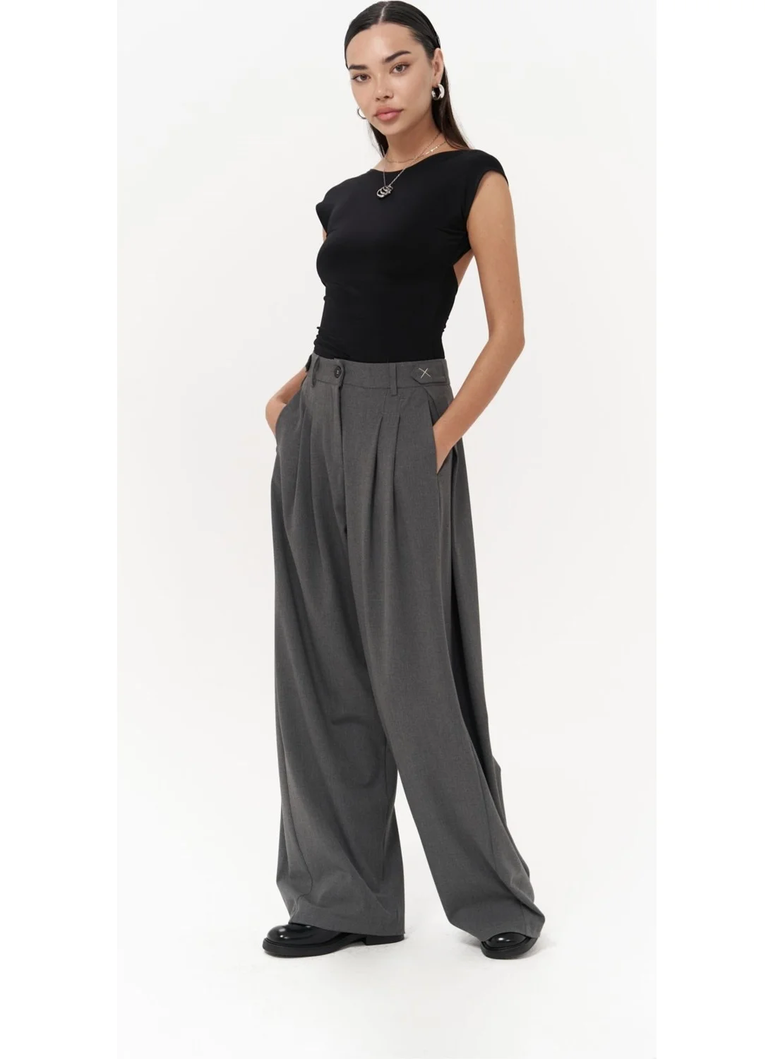 Mai Collection Buller Belt Detail Smoked Trousers