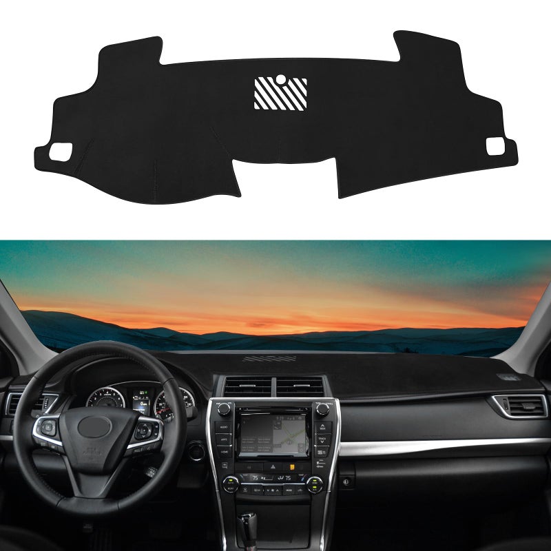 Rilsen Dashboard Cover Mat Custom Fit for Toyota Camry 20122017 Dash Cover Nonslip Dash Mat Protector Sunshade No Glare Black
