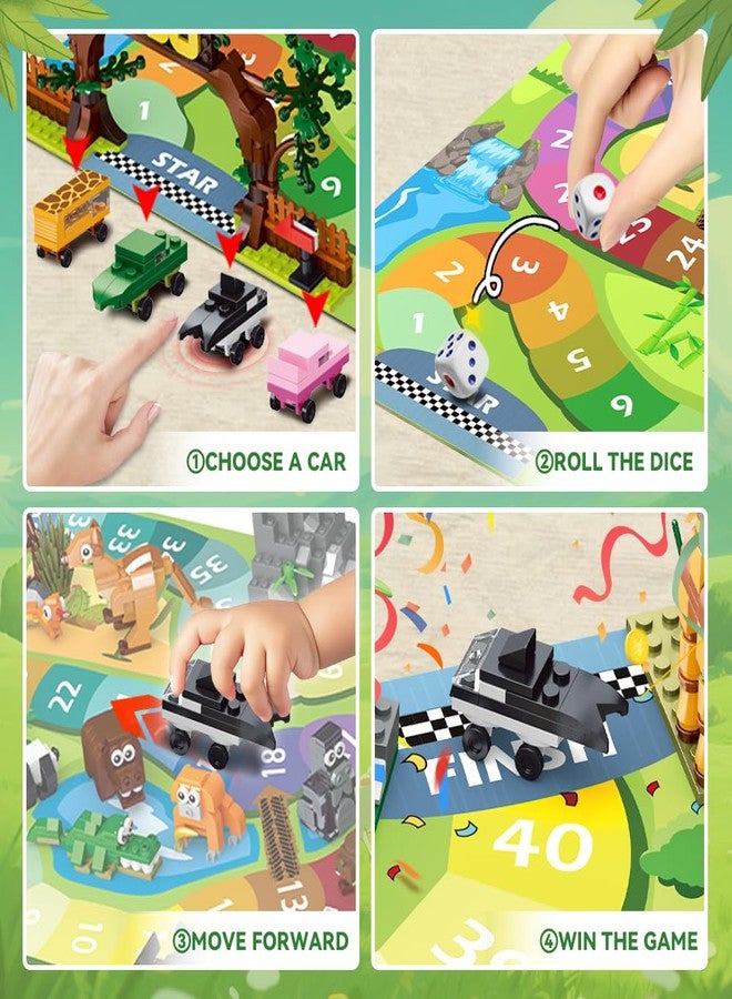 Hogokids مجموعة ألعاب بناء حيوانات حديقة الحيوان HOGOKIDS 23 مع سجادة لعب - لعبة لوحية حديقة الحيوان مع 2 نرد، 4 سيارات حيوانات، 9 هدايا حفلات للأطفال في الفصل، هدايا عيد ميلاد للأطفال الأولاد والبنات من 6 إلى 9 سنوات وما فوق - Image 5