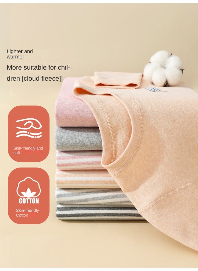 ملابس داخلية حرارية للأطفال من القطن النقي بدون خياطة للخريف والشتاء، طبقة أساسية سميكة وناعمة من القطن للأولاد والبنات - Image 2