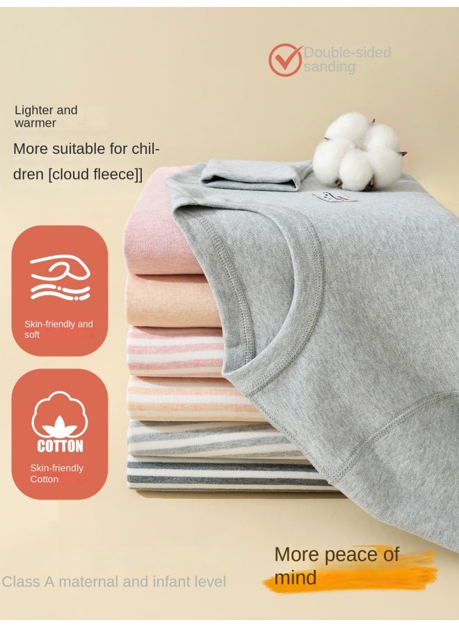 ملابس داخلية حرارية للأطفال من القطن النقي بدون خياطة للخريف والشتاء، طبقة أساسية سميكة وناعمة من القطن للأولاد والبنات - Image 3