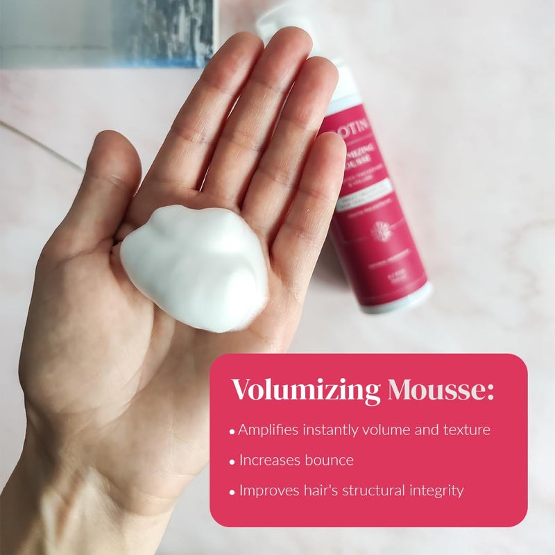 Kerotin Volumizing Mousse, Root Volumizer, Hair Thickening Styling Foam for Volume, Texture & Body, Tames Frizz & Flyaways, Ideal for Fine and Thin Hair, Cruelty Free, Made in the USA - Image 2