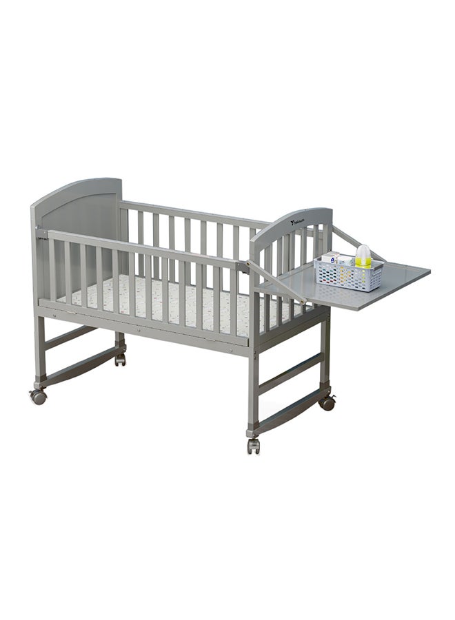 TEKNUM 7 In 1 Convertible Kids Bed And Bedside Crib With Mattress, Mosquito Net And Detachable Wheels(0-12Yrs) - Grey - Image 1